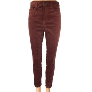 Ann Taylor Loft Women's Red Faux Suede High Waist Skinny Trousers Pants Size 27